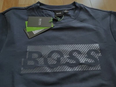 $178 - Sudadera para hombre HUGO BOSS SALBO ICÓNICA NUEVA CON ETIQUETAS - Gráfico de fibra de carbono - Grande Foto 1 de 4