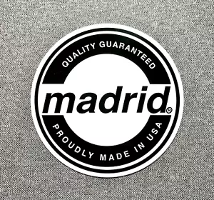 MADRID Quality Circle Skateboard Sticker 2" SMALL black/white sk8 - Picture 1 of 1