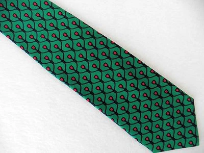 Corbata de cuello Bullock & Jones hecha a mano en ITALIA verde y rojo seda festiva vacaciones Foto 1 de 3
