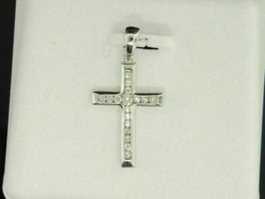 14K White Gold Over 2.00 CT Round Cut Diamond Cross Pendant Jesus Charm Women - Picture 1 of 3