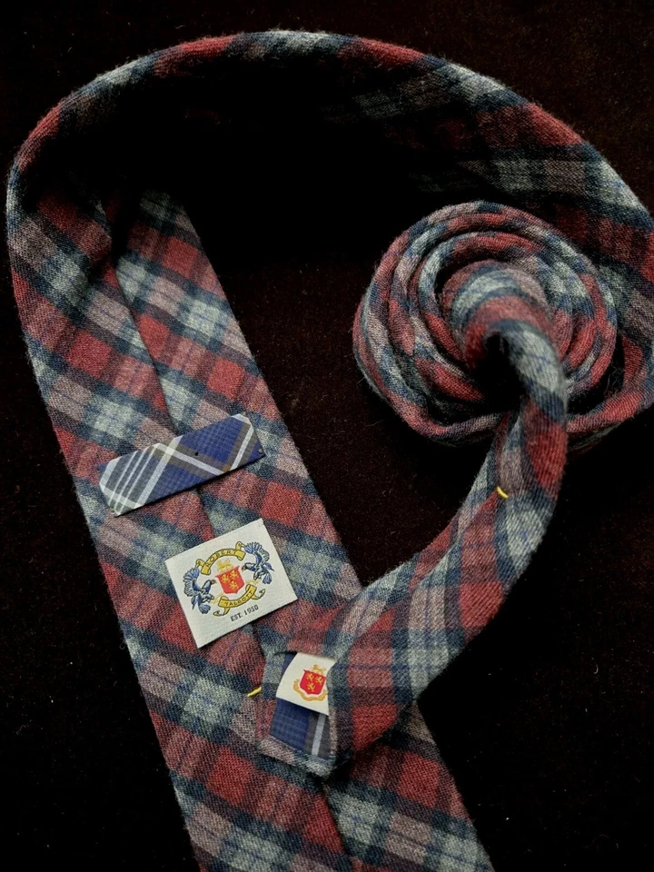 Corbata Robert Talbott roja azul gris a cuadros 59/3 Monterey California 100 % lana Foto 1 de 4