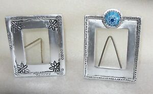Southwestern Style Handcrafted Silver Metal Small Photo Picture Frames set of 2