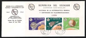 (AOP) Ecuador #748f 1966 UIT - Space Exploration MS (pink paper) FDC - Picture 1 of 2