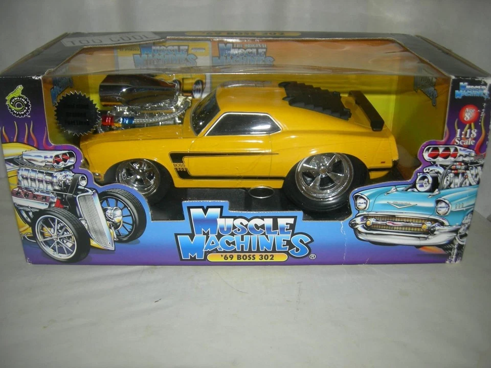 69 Boss 302 Mustang Yellow Muscle Machine Nice Box 1:18 scale - Image 1 of 1