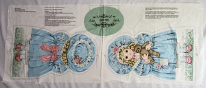 Blue Petite Bebe Victorian Girl w/Teddy Bear Cut & Sew Doll Pillow Panel Vintage - Picture 1 of 4