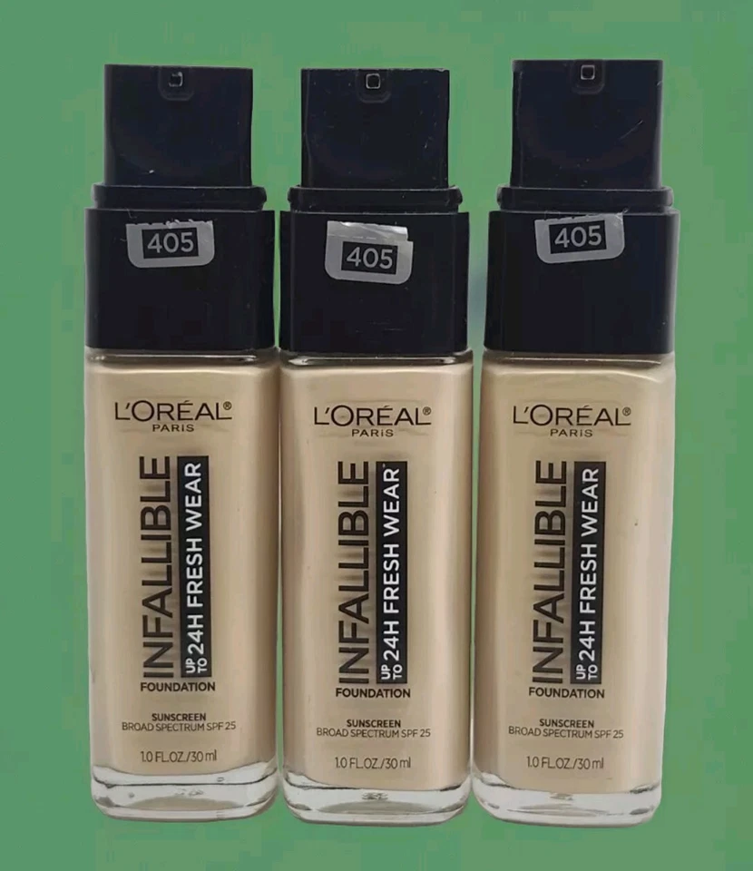 LOREAL Infallible 24hr Fresh Wear Foundation 405 Porcelain 1oz Ea 3pcs Read - Image 1 of 1