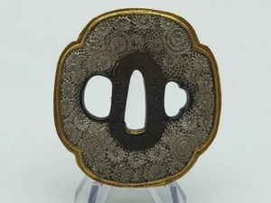 Japanese Sword Guard (Tsuba) | Flowers Design | Made of Bronze | Made in Japan - Picture 1 of 4