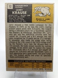 1971 TOPPS LARRY KRAUSE RC GREEN BAY PACKERS #12 - Picture 1 of 1
