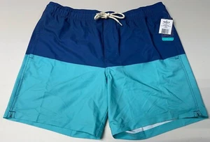 Trinity Coast Mens Swim Trunks XL Blue & Aqua Colorblock Design - Picture 1 of 16