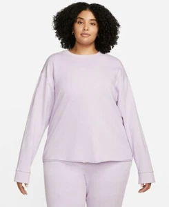 Women's Nike Yoga Luxe Fleece Crew Top (Plus Size) Doll/Grey Fog Size XXL - Picture 1 of 7