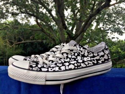 匡威 CONVERSE 黑色白色全明星花卉圆点运动鞋女式 10 码 👟1 — 第 1/4 张图片