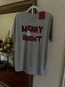 Wondershop Shirt Men Women Unisex SIZE M Merry & Bright Plaid Red Gray Christmas - Picture 1 of 6