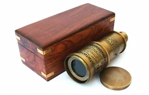 20 Inch Telescope with wooden box spyglass antique brass vintage Victorian - Picture 1 of 10