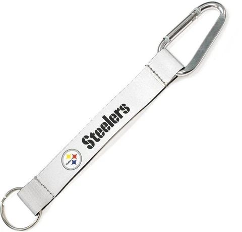 Pittsburgh Steelers Logo Gray Reflective Carabiner Keychain Key Ring Cover