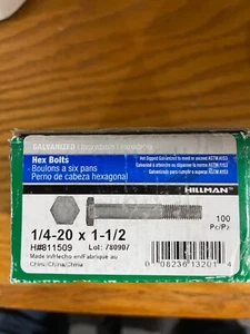 1/4-20 x 1-1/2 Zoll Sechskantschrauben feuerverzinkt Sechskantschrauben Stck 76 kostenloser Versand - Bild 1 von 2