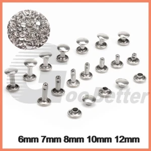 Rivetti a doppio cappuccio borchie rivetti rapidi riparazione artigianato in pelle 6 mm 7 mm 8 mm 10 mm 12 mm - Foto 1 di 27