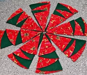 Set 8 tovaglioli in tessuto albero di Natale fatti a mano Poinsettia FATTI A MANO oro scintillante - Foto 1 di 13