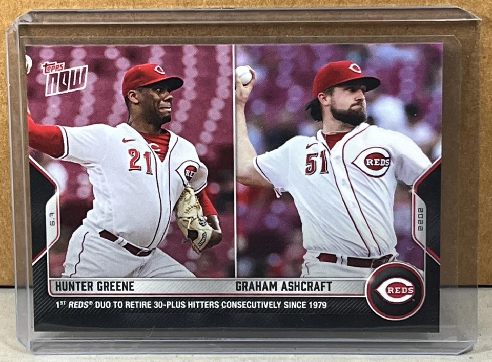 2022 TOPPS NOW #312 HUNTER GREENE GRAHAM ASHCRAFT REDS ROOKIE duo Print Run 545 - Image 1 of 2