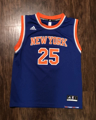Adidas New York Knicks Derrick Rose Jersey Youth Large #25 Knicks Blue NBA Cover