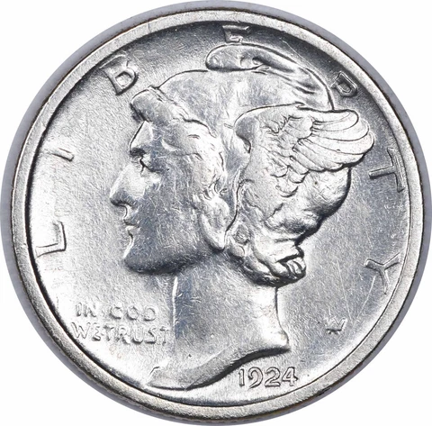 1924-D Mercury Silver Dime AU Uncertified #1117 Cover