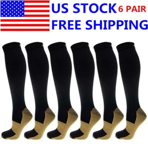 (6 pares) Calcetines de compresión de cobre 20-30 mmHg soporte graduado para hombre mujer S-XXL - Imagen 1 de 16