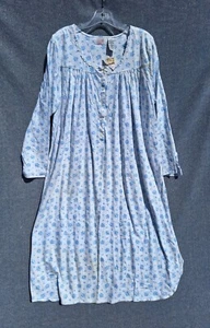 NWT Ashley Taylor Intimates Plus 2X Floral Nightgown Lightweight Flannel Cotton - Picture 1 of 8