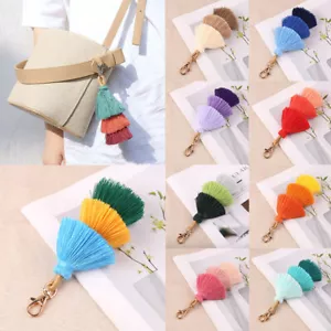 Three-layer Tassel Pendant Bag Charm Keychain Handbag Purse Decor Accessories - Picture 1 of 31