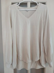 Lucky Brand Ladies' V-Neck Longsleeve Sweater, Cream Marshmallow Size M - Picture 1 of 6