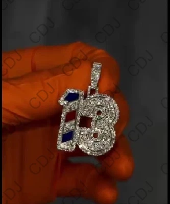 Real Moissanita Regalo de Acción de Gracias para Hombre Personalizar Esmalte Colgante Plata 925 Foto 1 de 4