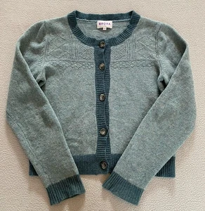 BRORA CARDIGAN SZ 10 WOMENS GREEN 100% MERINO WOOL KNIT BUTTON MUST SEE DETAIL - Picture 1 of 10