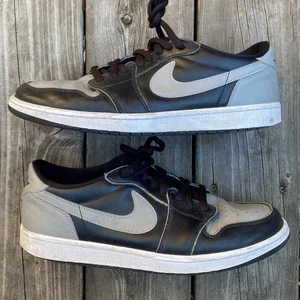 2015 Nike Air Jordan 1 Retro OG Low Shadow Grey Black Leather Shoes Size 12 - Picture 1 of 9