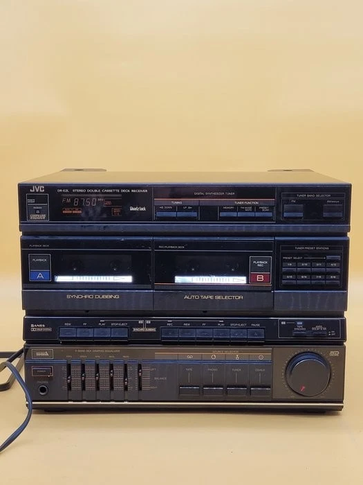 JVC DR-E2LBK Stereo Receiver Double Cassette Deck Digital Synthesizer Tuner HiFi - Bild 1 von 4