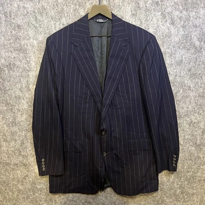 Polo by Ralph Lauren Blazer Sport Coat 42L Chalk Stripe Dark Navy Made in USA - Image 1 of 4
