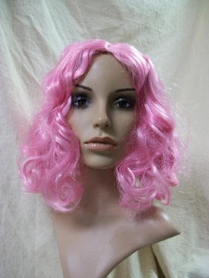 Peluca Aleta Ondulada Rosa Pastel Bob Juegos Chaperone Effie Escort Fiesta Niña Payaso Foto 1 de 4