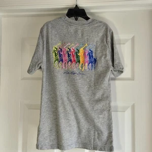Polo Ralph Lauren Multi Colored Big Pony Gray T-shirt Kids Size Small 8 Preppy  - Picture 1 of 8