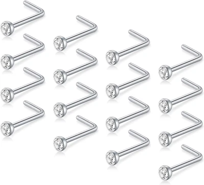 Anillos para nariz de acero inoxidable 20G - Aros y tachuelas calibre 20 - Flor, corazón, diamante Foto 1 de 4