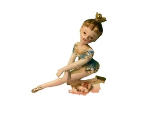 Estatuilla bailarina vintage años 50 - porcelana pintada a mano - adorno dorado - Japón - Imagen 1 de 7