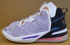 NIKE Lebron 18 Graffiti Purple Shoes CQ9283-900 Mens Size 12 Vgc Pre-owned - Picture 1 of 11