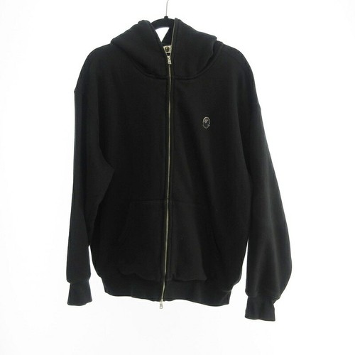A BATHING APE (BAPE) Felpa con cappuccio e zip in metallo A Bathing Ape nera taglia L usata