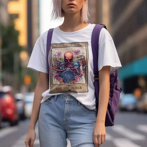 The Drummer Tarot Card Shirt, Octopus Drum Player - Picture 1 of 20