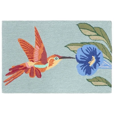 Liora Manne Frontporch Hummingbird Indoor/Outdoor Rug Blue 2' x 3' - Image 1 of 4