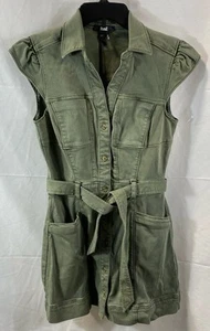 Paige Womens Green Solid Belted Jaxsyn Mini Shirt Dress Size 2 NWT - Picture 1 of 5
