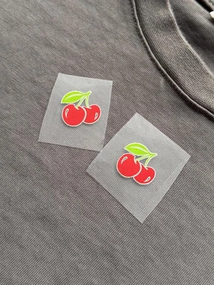 Kirschen-Patches zum Aufbügeln (Blumen, Bügelbilder, Applikation für Schuhe, DIY - Bild 1 von 3