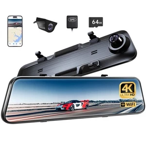 P12 Plus 4K WiFi Rückspiegelkamera, 12" Spiegel Dashcam vorne und hinten... - Bild 1 von 7