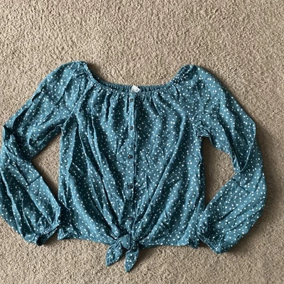 Girls Abercrombie kids top size 11/12 long sleeve green - Image 1 of 4