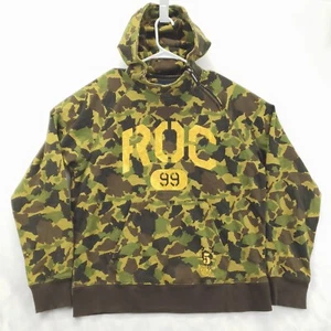 Rocawear Hoodie Mens XL Brown Green Cotton Long Sleeve 5 Borough Camo Y2K - Picture 1 of 9