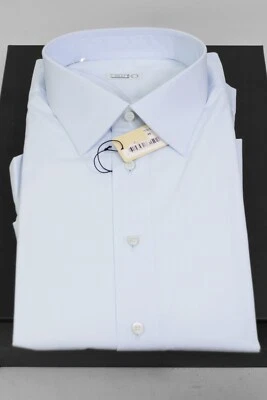 Great RRP850$ Men's ZILLI Dress Shirt 46 Blue 100% Cotton Italy - Image 1 of 4
