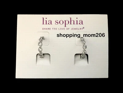 Lia Sophia "Iceland" Silver Tone Total CZ wt. 0.4ct.Hoop Earrings - Image 1 of 3