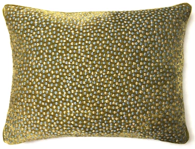 Anke DrechseL Cushion SAFARI Light Green Embroidered Silk Velvet Kissen Grün - Bild 1 von 4