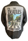 Upcycled Denim Shirt Sz 2Xl Distressed Black Snap The Beatles Abby Road